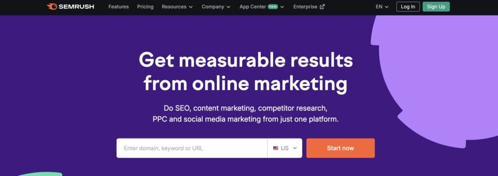 SEMRUSH homepage