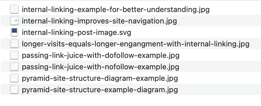 Optimization of the file name for the images