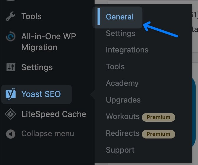 Yoast SEO Settings General